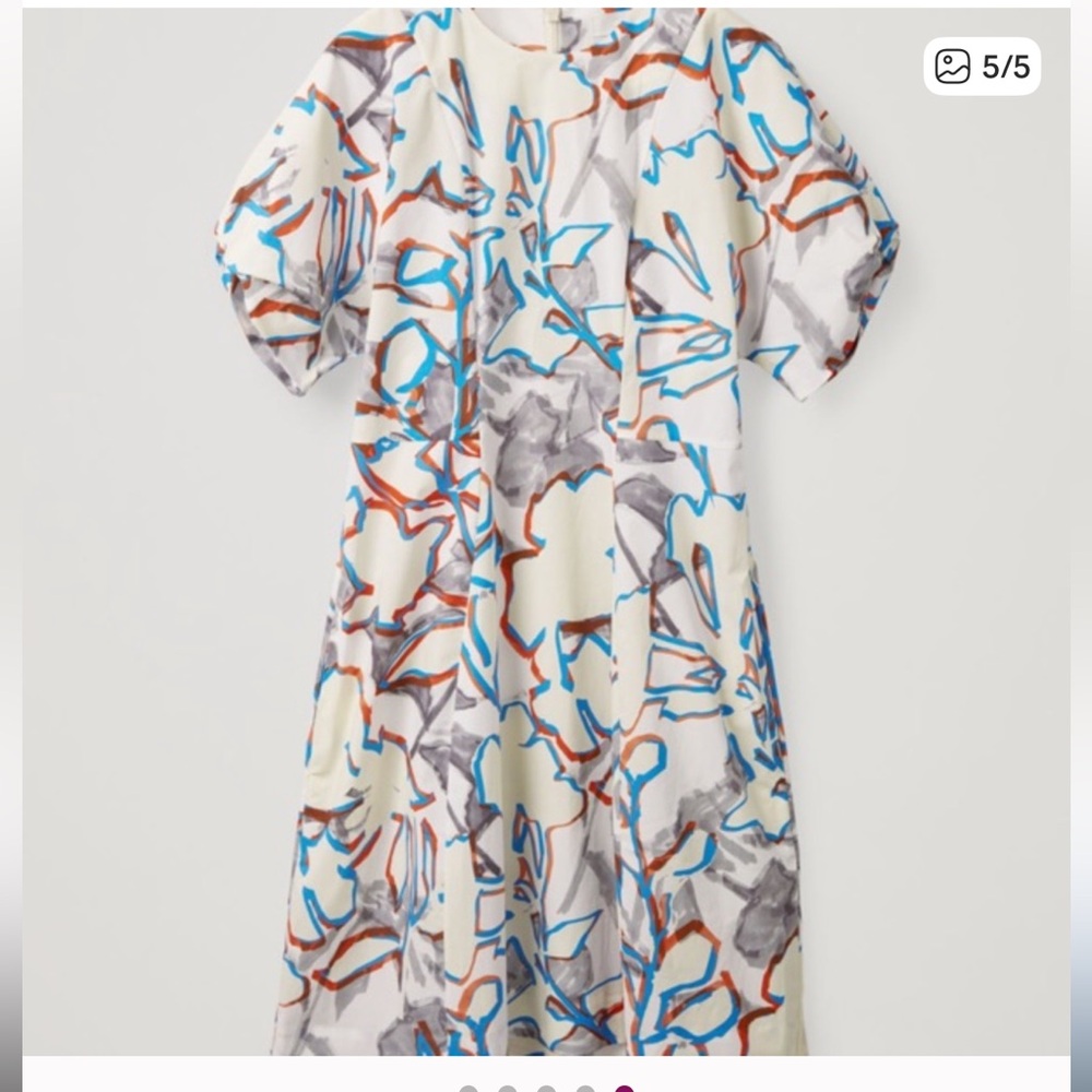 COS Printed Draped Sleeve Mini Dress Size 8 - Picture 15 of 15